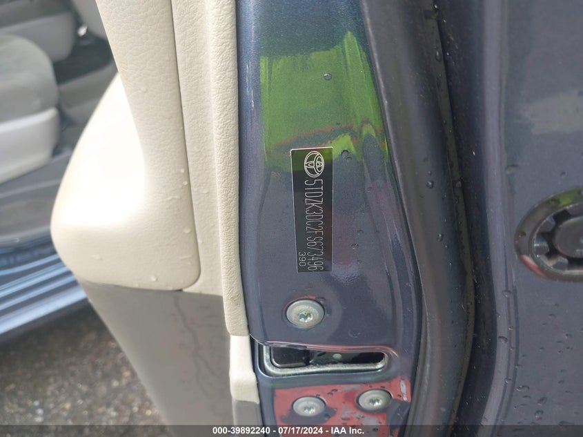 2015 Toyota Sienna L 7 Passenger VIN: 5TDZK3DC2FS673496 Lot: 39892240