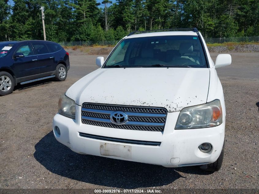 2006 Toyota Highlander Hybrid V6 (Ecvt) VIN: JTEEW21A660013363 Lot: 39892976