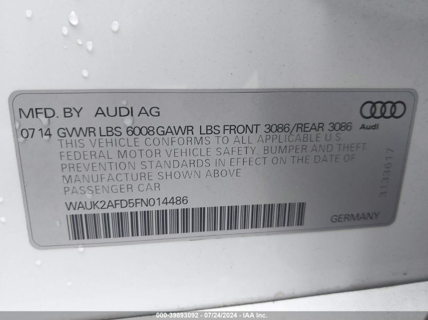 WAUK2AFD5FN014486 2015 Audi S8 4.0T