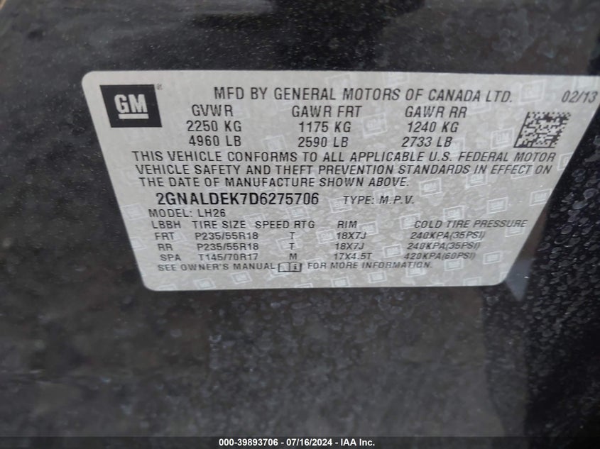 2013 CHEVROLET EQUINOX 1LT - 2GNALDEK7D6275706