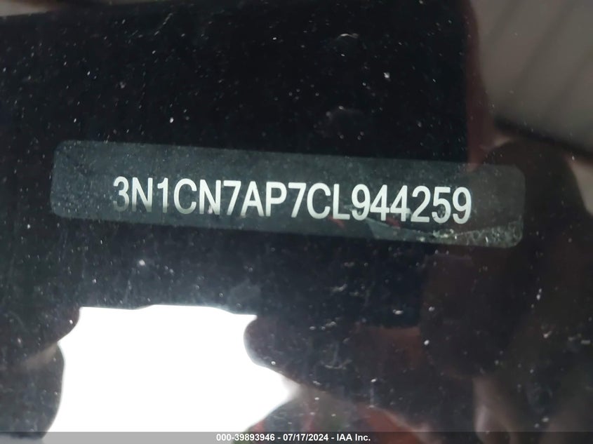 2012 Nissan Versa 1.6 S VIN: 3N1CN7AP7CL944259 Lot: 39893946