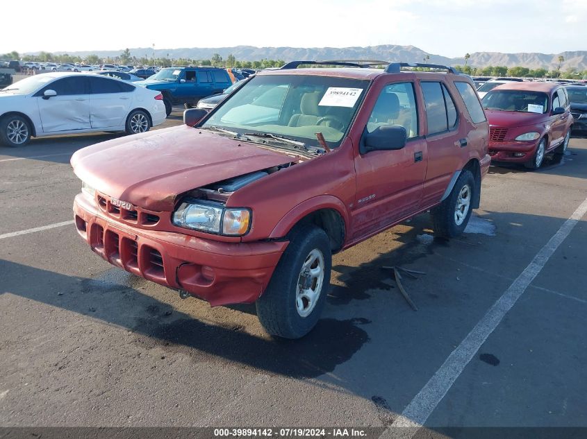 2001 Isuzu Rodeo Ls 3.2L/Ls 3.2L V6/Lse 3.2L V6/S/S 3.2L V6 VIN: 4S2DM58W714343429 Lot: 39894142