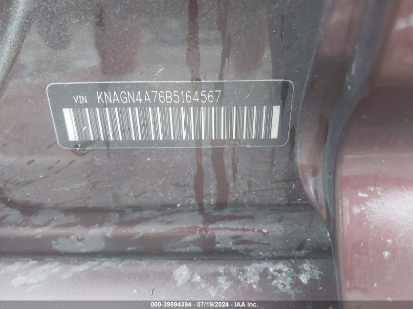 2011 Kia Optima Ex VIN: KNAGN4A76B5164567 Lot: 39894394