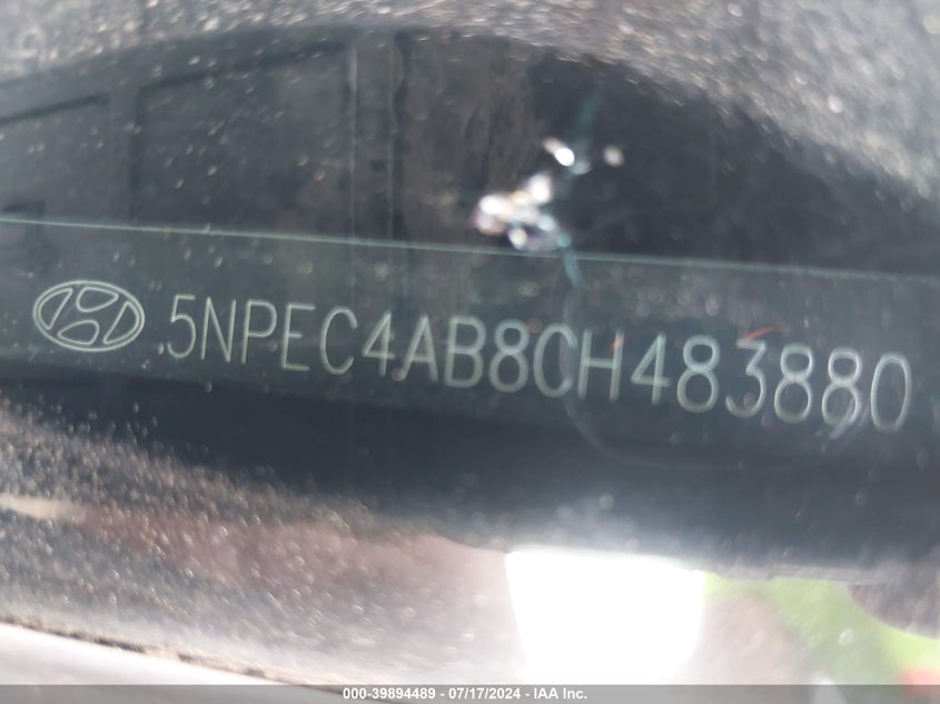 2012 Hyundai Sonata Se/Limited VIN: 5NPEC4AB8CH483880 Lot: 39894489