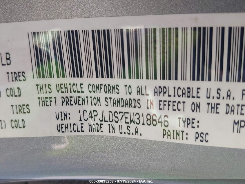 2014 Jeep Cherokee Limited VIN: 1C4PJLDS7EW318646 Lot: 39895259