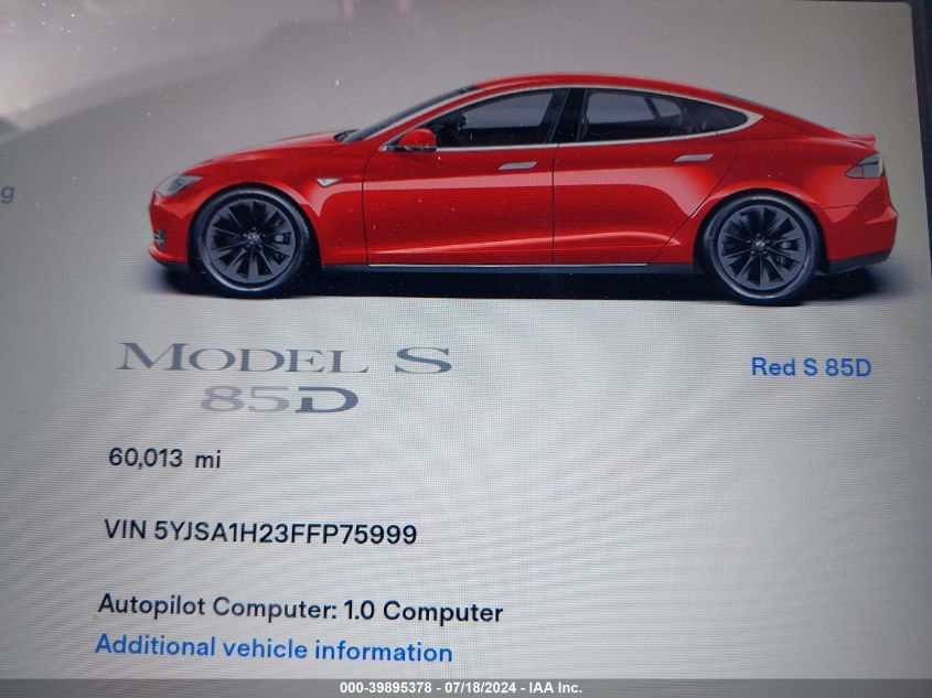 5YJSA1H23FFP75999 2015 Tesla Model S 70D/85D/P85D