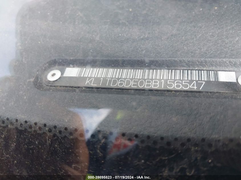 2011 Chevrolet Aveo 1Lt VIN: KL1TD6DE0BB156547 Lot: 39895823