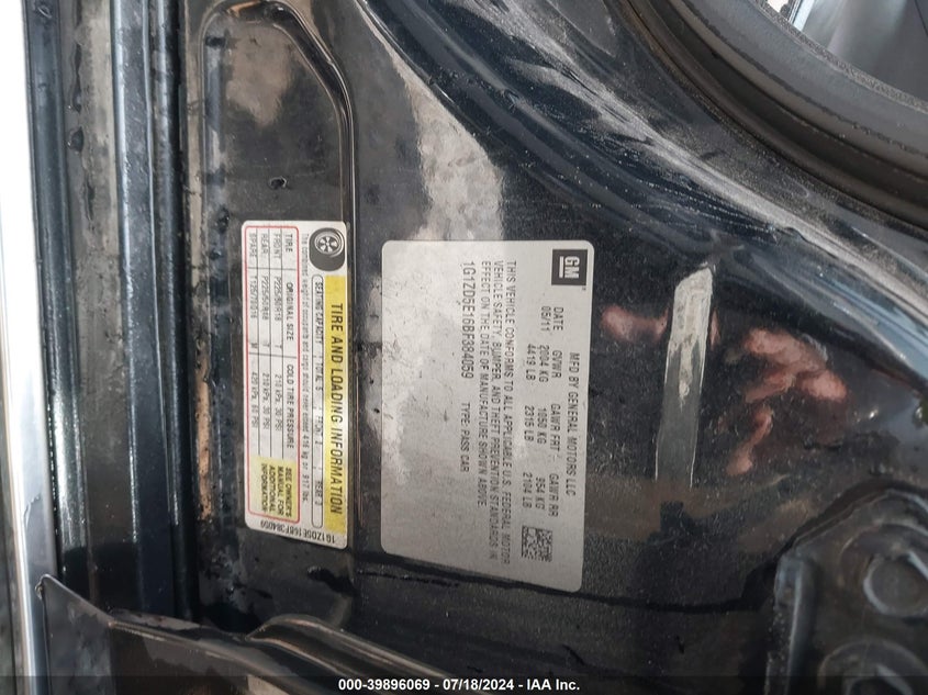 2011 Chevrolet Malibu 2Lt VIN: 1G1ZD5E16BF384059 Lot: 39896069