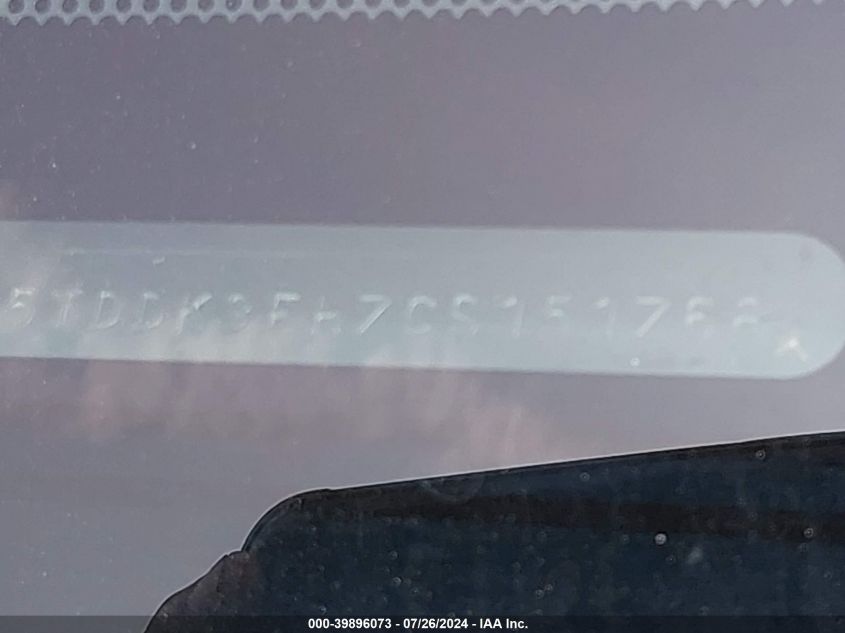 2012 Toyota Highlander Limited V6 VIN: 5TDDK3EH7CS151768 Lot: 39896073