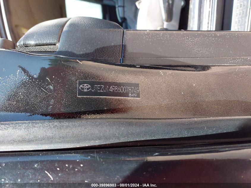 2006 Toyota 4Runner Sr5 V6 VIN: JTEZU14R860078749 Lot: 39896983