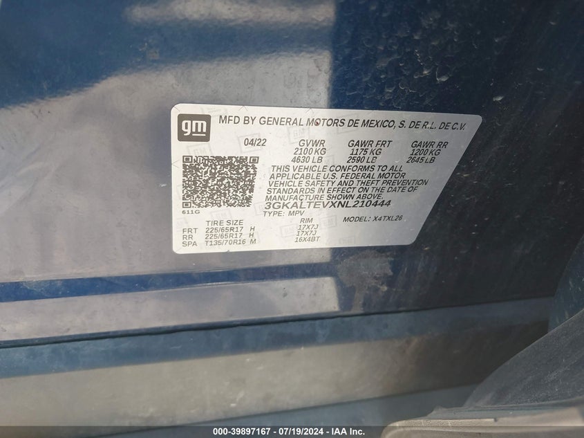 2022 GMC TERRAIN AWD SLE - 3GKALTEVXNL210444