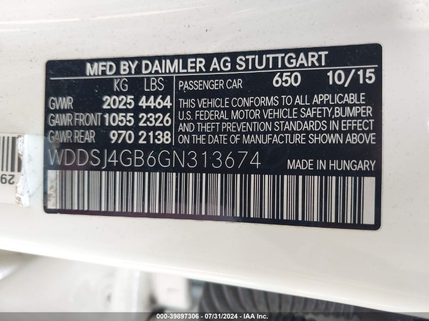 WDDSJ4GB6GN313674 2016 Mercedes-Benz Cla 250 4Matic