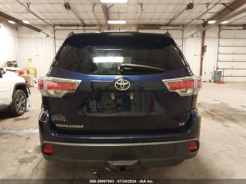 2016 Toyota Highlander Le Plus V6 VIN: 5TDZKRFH8GS155874 Lot: 39897853