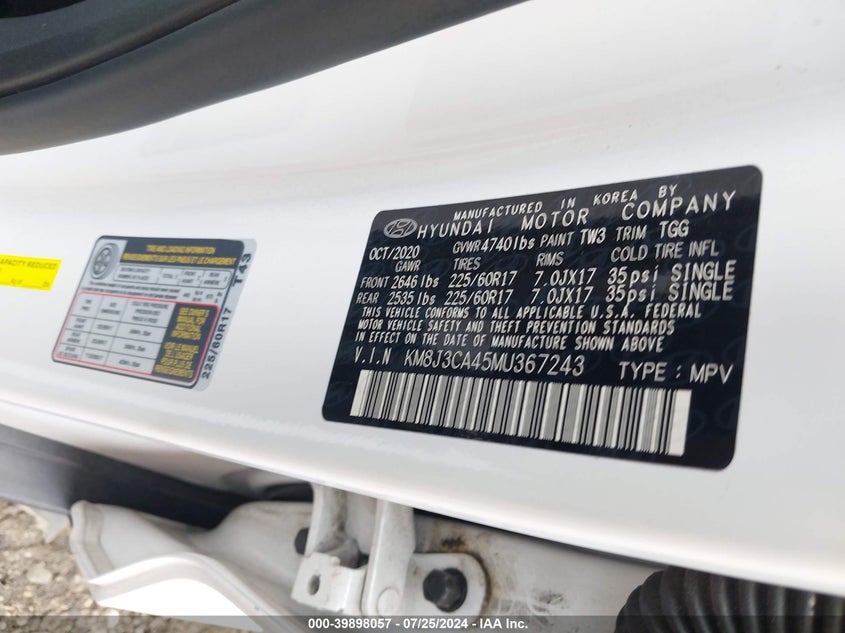 2021 HYUNDAI TUCSON VALUE - KM8J3CA45MU367243