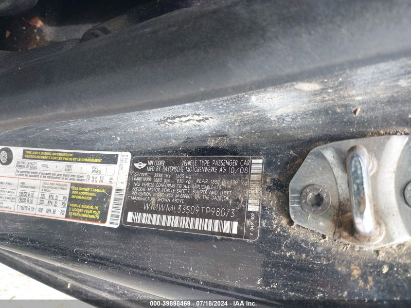 2009 Mini Cooper Clubman VIN: WMWML33509TP98073 Lot: 39898469
