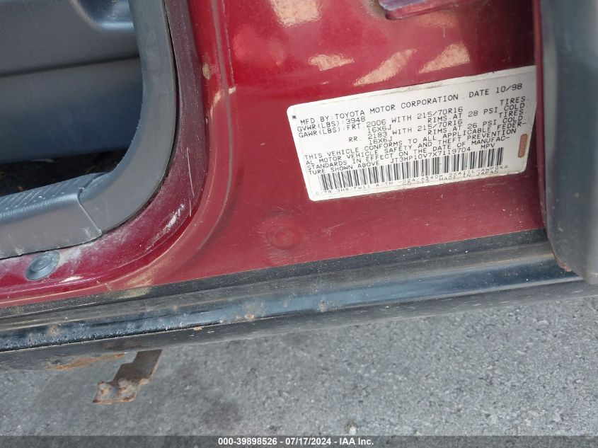 1999 Toyota Rav4 VIN: JT3HP10V7X7119704 Lot: 39898526