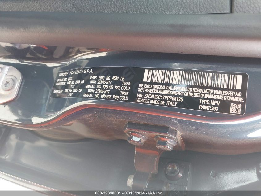 2023 Jeep Renegade Trailhawk VIN: ZACNJDC17PPP65125 Lot: 39898601