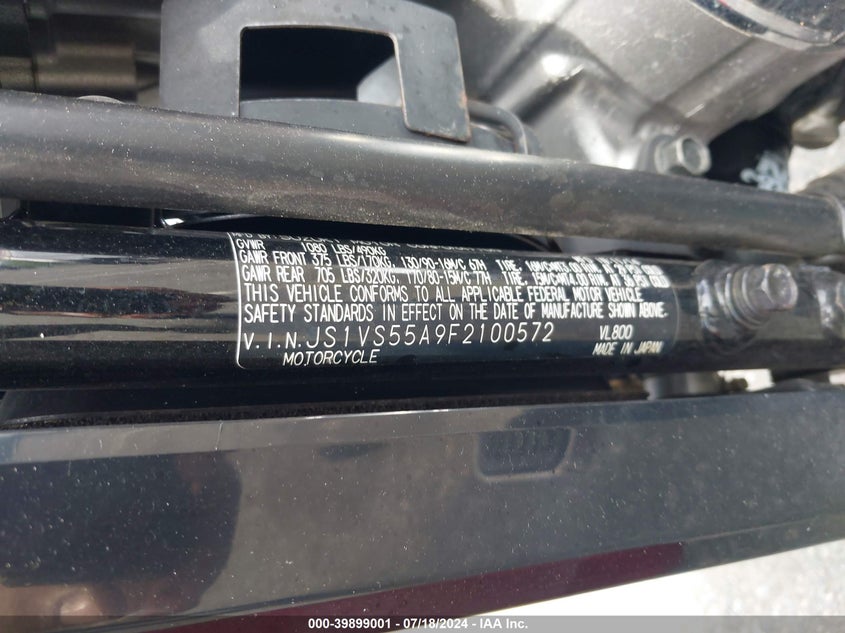 2015 SUZUKI VL800 - JS1VS55A9F2100572