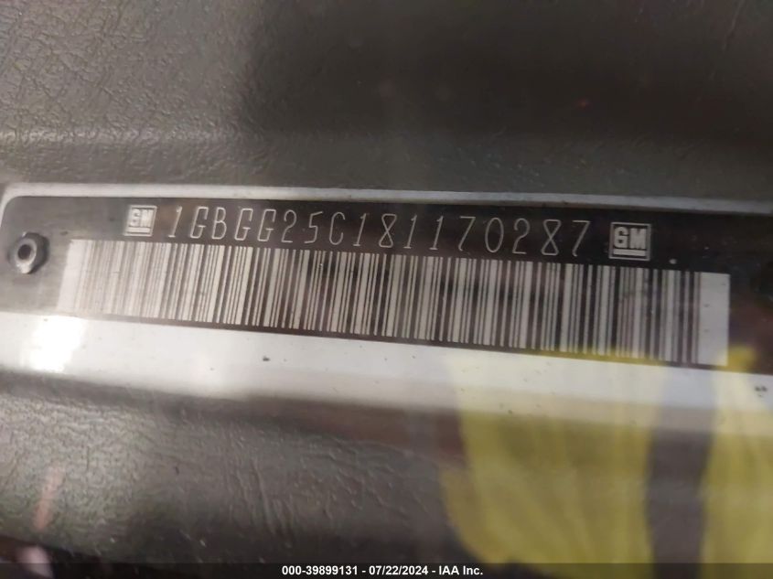 2008 Chevrolet Express Work Van VIN: 1GBGG25C181170287 Lot: 39899131