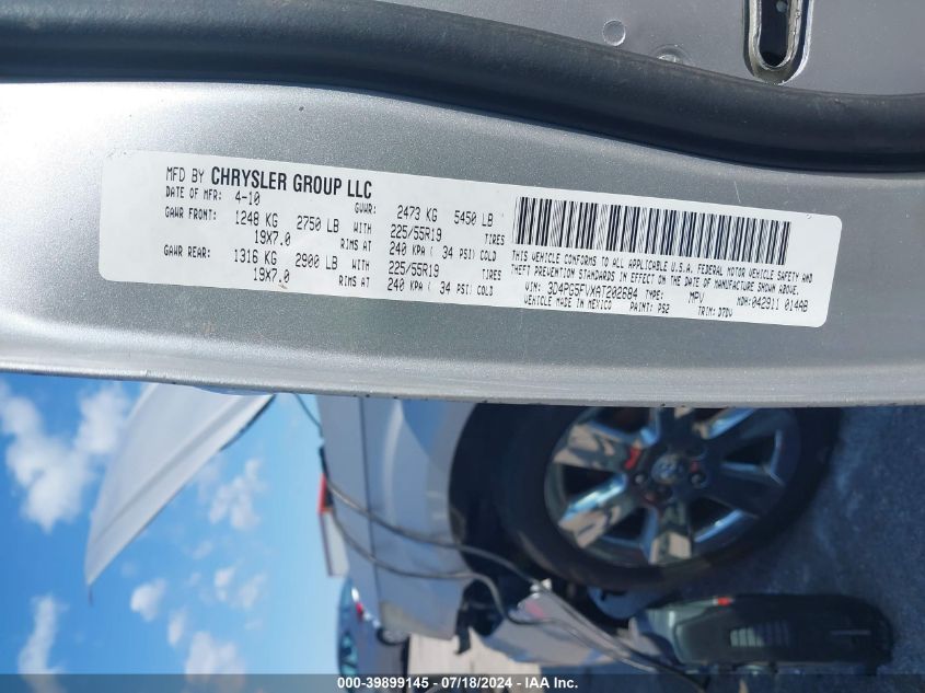 2010 Dodge Journey Sxt VIN: 3D4PG5FVXAT202684 Lot: 39899145