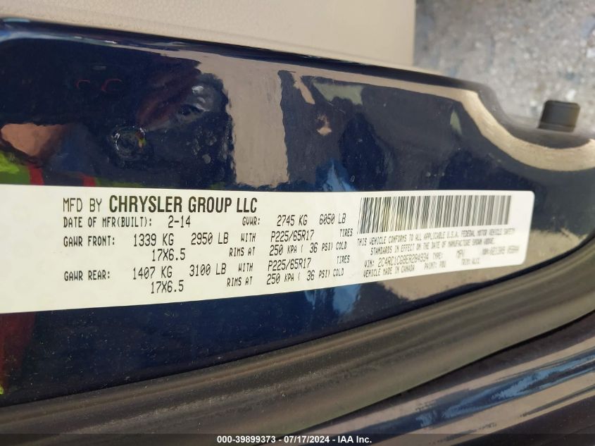 2014 Chrysler Town & Country Touring-L VIN: 2C4RC1CG9ER284934 Lot: 39899373