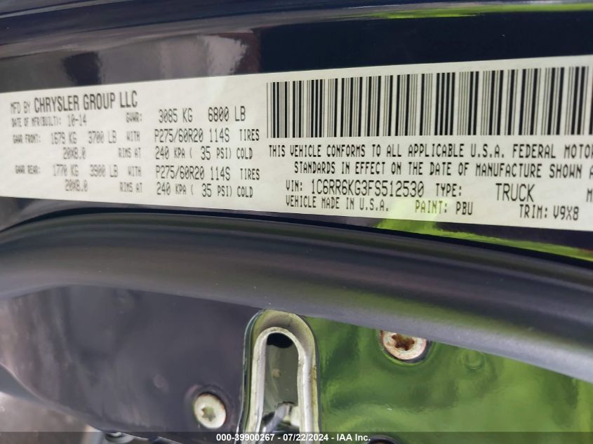 2015 Ram 1500 Express VIN: 1C6RR6KG3FS512530 Lot: 39900267