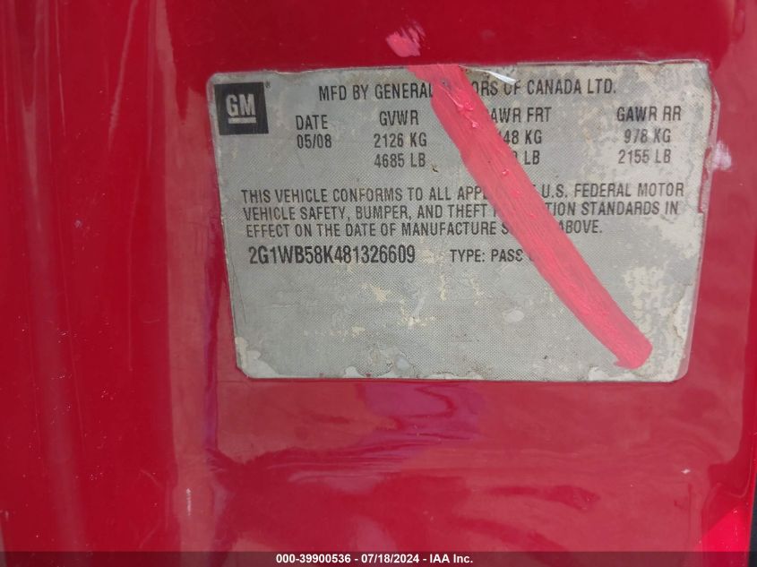 2008 Chevrolet Impala Ss VIN: 2G1WD58CX89101731 Lot: 39900536