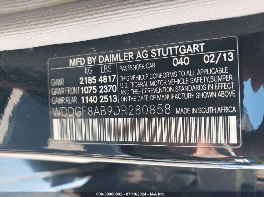 2013 MERCEDES-BENZ C 300 LUXURY 4MATIC/SPORT 4MATIC - WDDGF8AB9DR280858