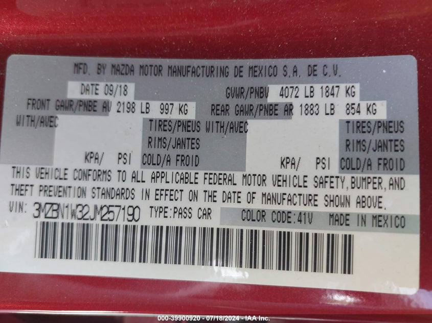 2018 MAZDA MAZDA3 GRAND TOURING - 3MZBN1W32JM257190