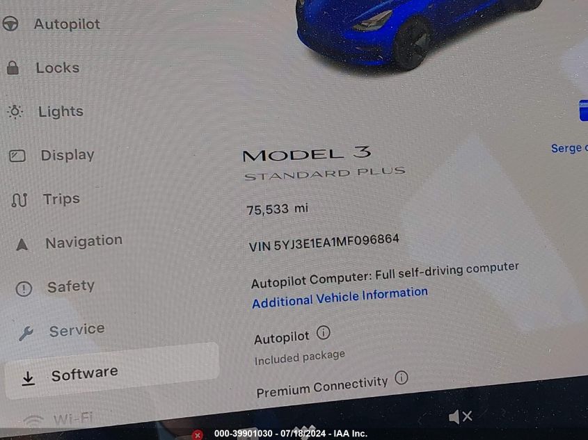 2021 Tesla Model 3 VIN: 5YJ3E1EA1MF096864 Lot: 39901030