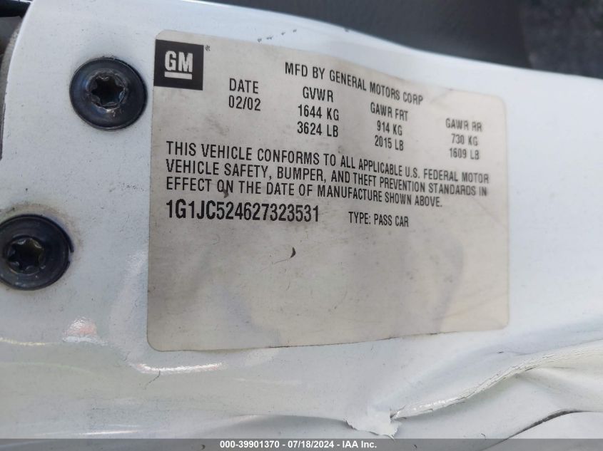 2002 Chevrolet Cavalier Cng VIN: 1G1JC524627323531 Lot: 39901370