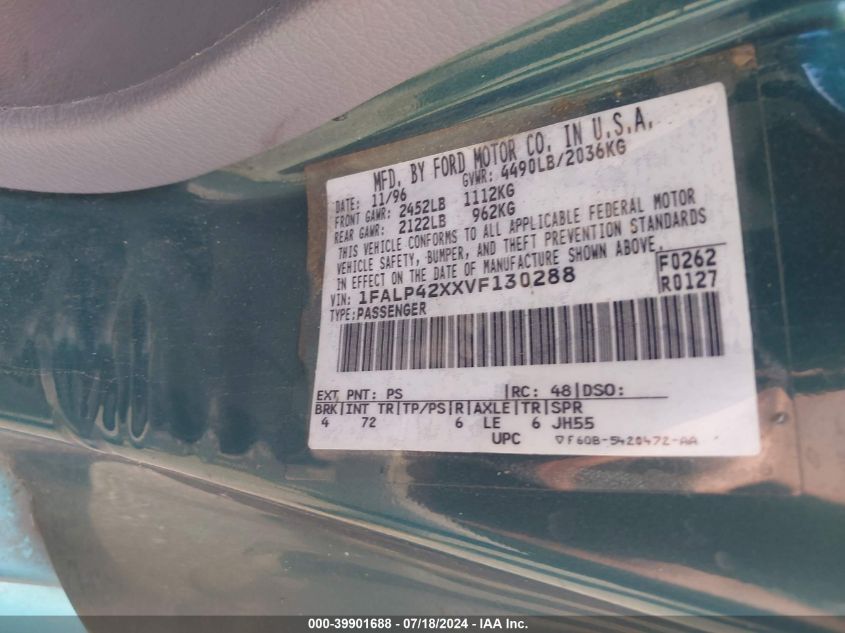 1997 Ford Mustang Gt VIN: 1FALP42XXVF130288 Lot: 39901688