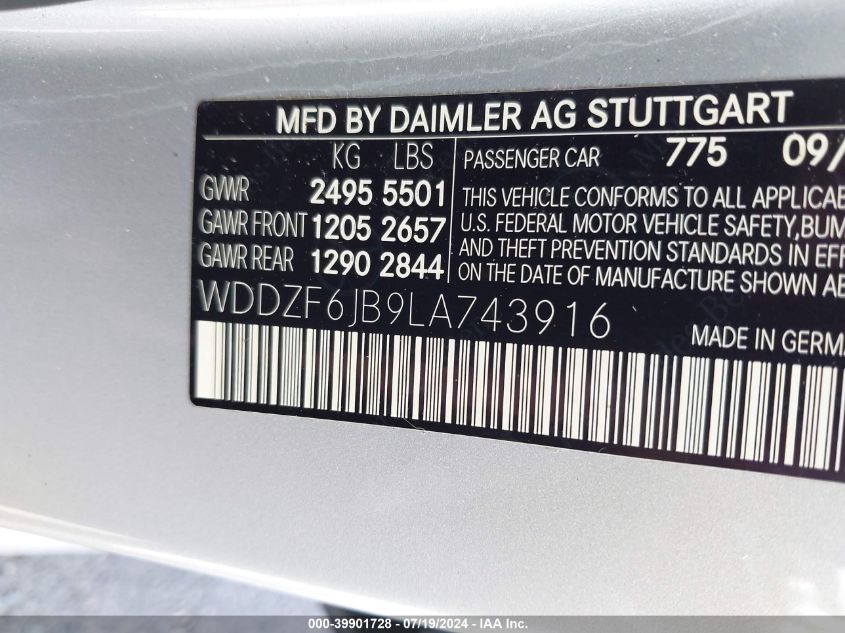 VIN WDDZF6JB9LA743916 2020 Mercedes-Benz E-Class, E... no.9