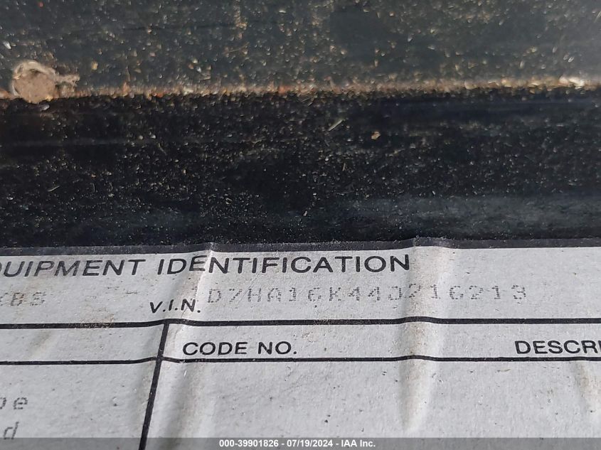 2004 Dodge Ram 1500 St VIN: 1D7HA16K44J216213 Lot: 39901826