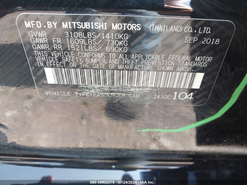 ML32F3FJ4KHF02688 2019 Mitsubishi Mirage G4 Es