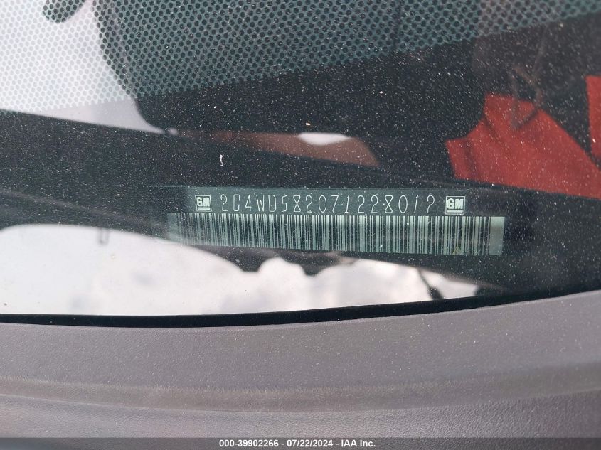 2007 Buick Lacrosse Cxl VIN: 2G4WD582071228012 Lot: 39902266