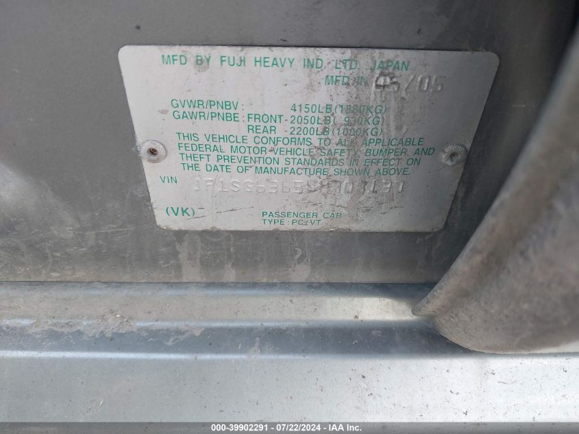 2006 Subaru Forester 2.5X VIN: JF1SG63656H708137 Lot: 39902291