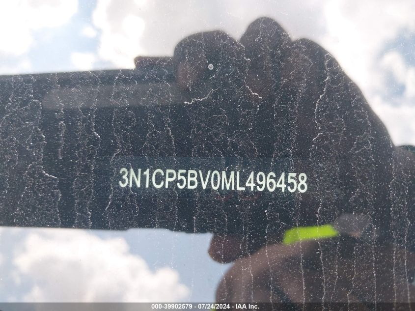 2021 Nissan Kicks S Xtronic Cvt VIN: 3N1CP5BV0ML496458 Lot: 39902579