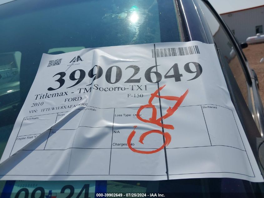 2010 Ford F-150 Xl/Xlt VIN: 1FTEW1E8XAFA98901 Lot: 39902649