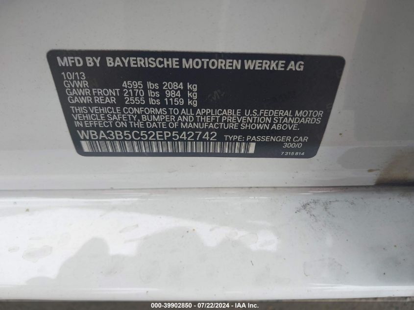 WBA3B5C52EP542742 2014 BMW 328I xDrive