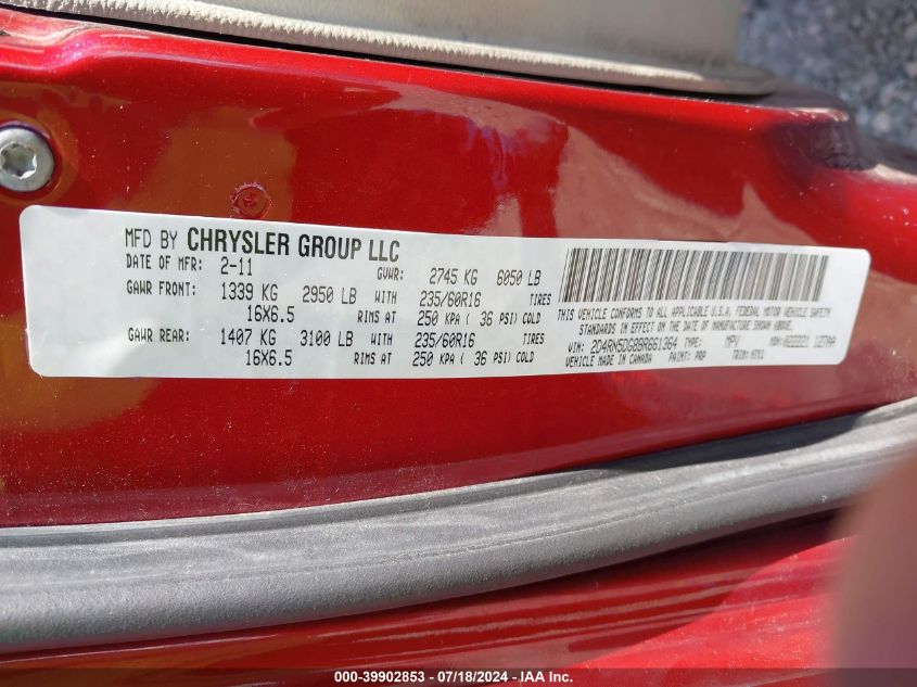 2011 Dodge Grand Caravan Crew VIN: 2D4RN5DG8BR661364 Lot: 39902853