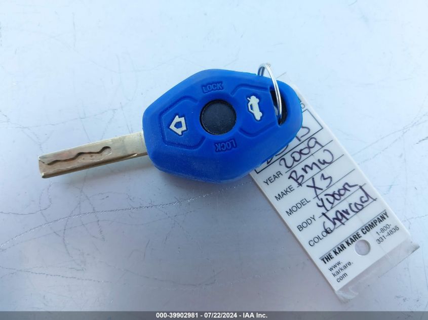2009 BMW X3 xDrive30I VIN: WBXPC934X9WJ28123 Lot: 39902981