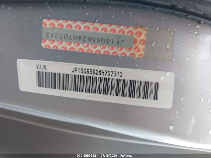 2004 Subaru Forester 2.5Xs VIN: JF1SG65624H707313 Lot: 39903321
