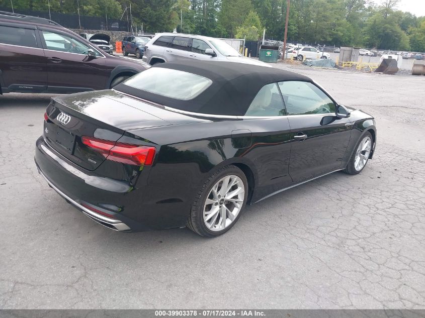 2022 Audi A5 Cabriolet Premium 45 Tfsi Quattro S Tronic VIN: WAU2AGF50NN007586 Lot: 39903378