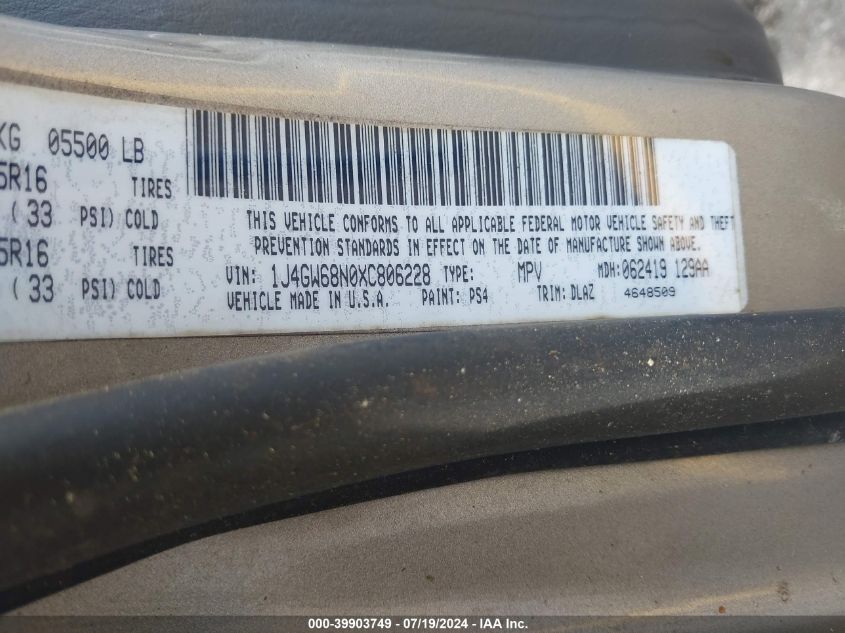 1999 Jeep Grand Cherokee Limited VIN: 1J4GW68N0XC806228 Lot: 39903749