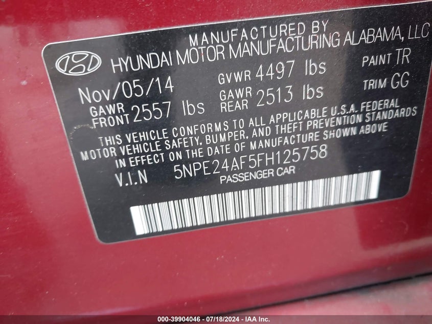 2015 HYUNDAI SONATA SE - 5NPE24AF5FH125758
