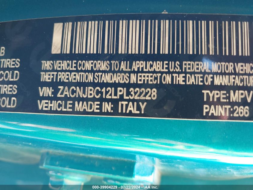 2020 Jeep Renegade Trailhawk 4X4 VIN: ZACNJBC12LPL32228 Lot: 39904229