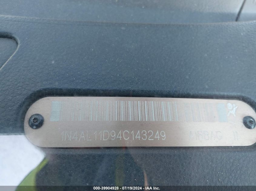2004 Nissan Altima S/Sl VIN: 1N4AL11D94C143249 Lot: 39904928