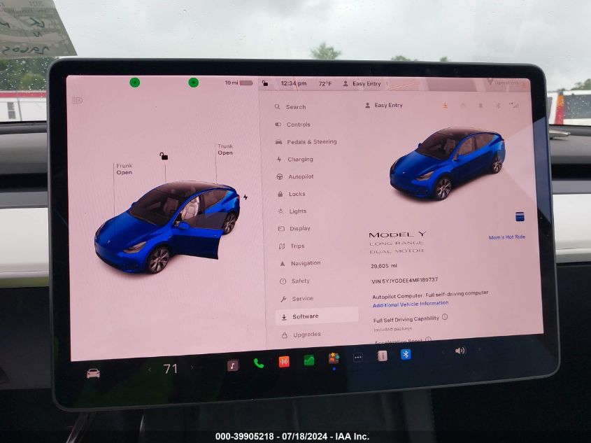 2021 TESLA MODEL Y LONG RANGE DUAL MOTOR ALL-WHEEL DRIVE - 5YJYGDEE4MF189737