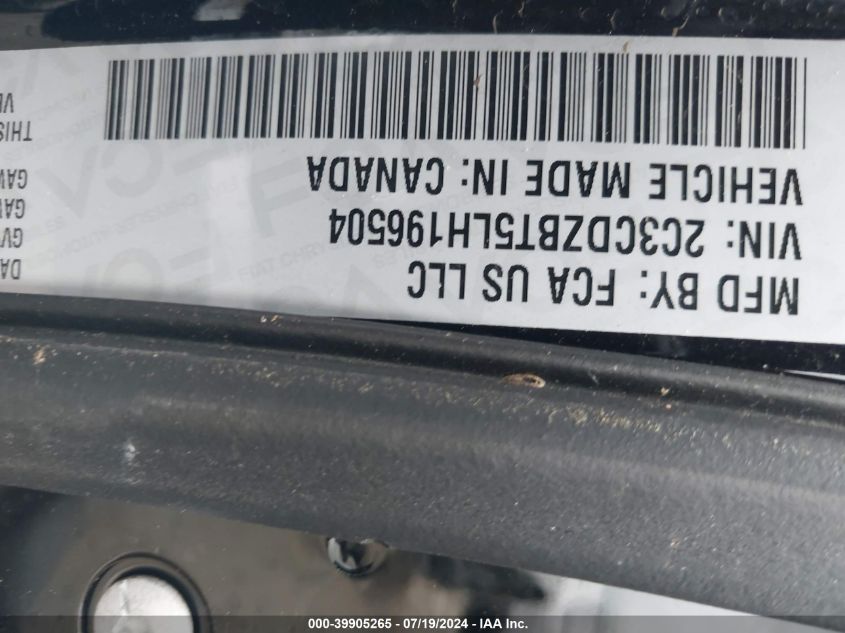 2020 Dodge Challenger R/T VIN: 2C3CDZBT5LH196504 Lot: 39905265